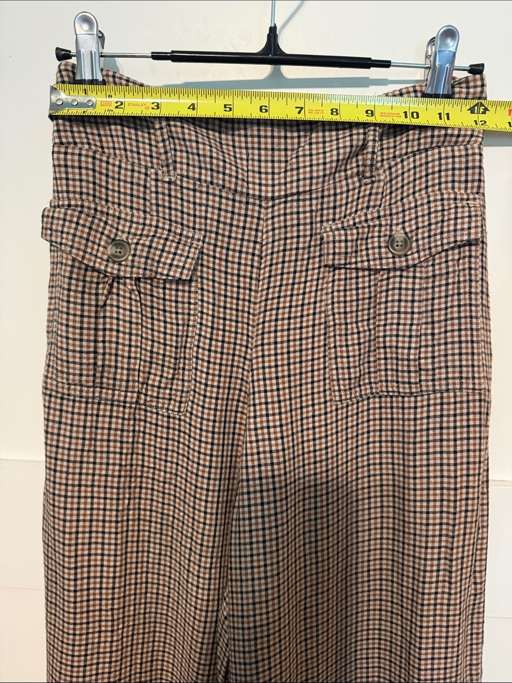 American Eagle Outfitters Brown Plaid Wide-Leg Neutral Academia Trouser Pants - Picture 10 of 10